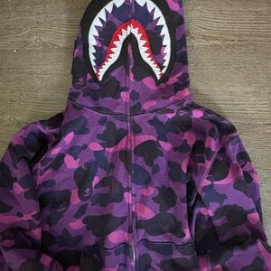 Purple Bape Camouflage Shark Hoodie
